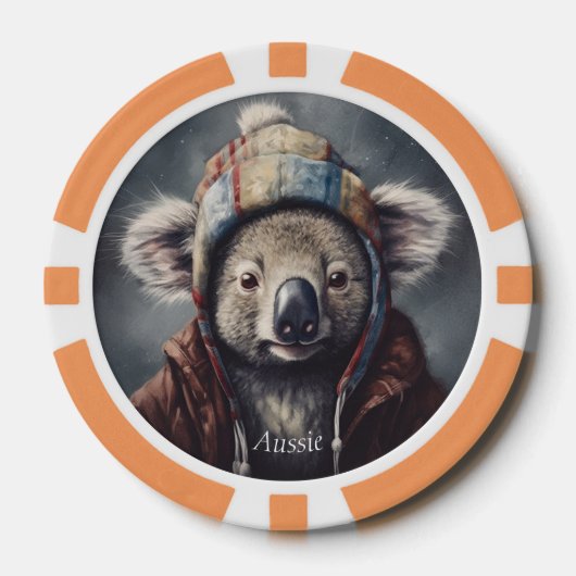 Schattige koala met schattig pet op maat poker chips (Voorkant)