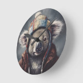 Schattige koala met schattig pet op maat ronde klok (Hoek)