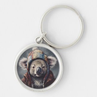 Schattige koala met schattig pet op maat sleutelhanger