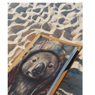 Schattige koala met schattig pet op maat strandlaken