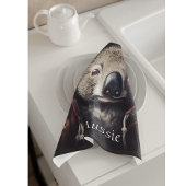 Schattige koala met schattig pet op maat theedoek