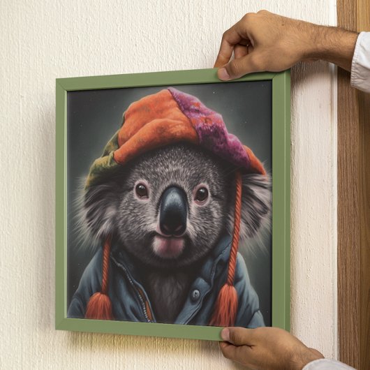 Schattige koala met schattig pet poster