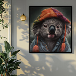 Schattige koala met schattig pet poster