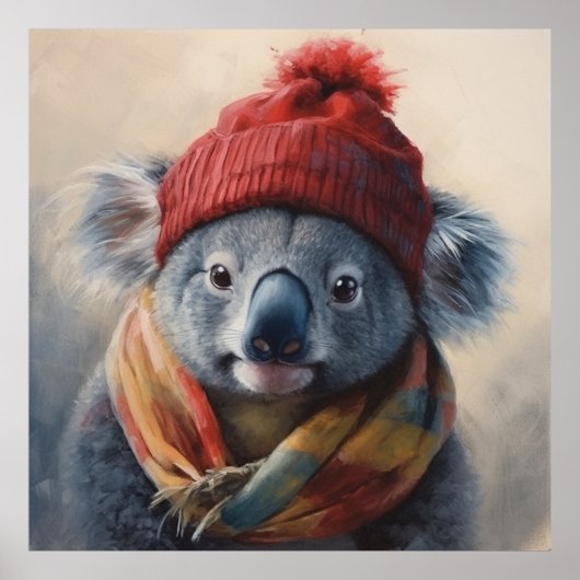 Schattige koala met schattig winter pet poster (Voorkant)