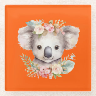 Schattige Koala Oranje Glazen Onderzetter