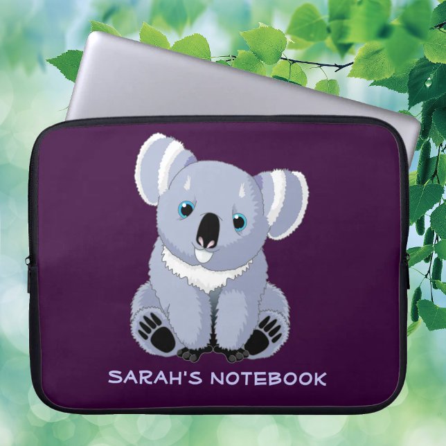 Schattige Koala Persoonlijk Laptop Sleeve (Cute Koala with Customized Text Laptop Sleeve)