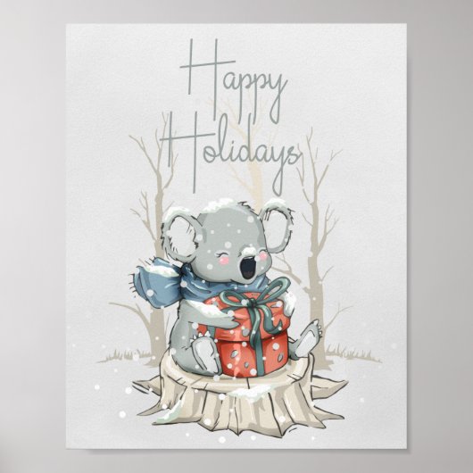 Schattige Koala Prettig Feest met Kerstmis Poster (Voorkant)