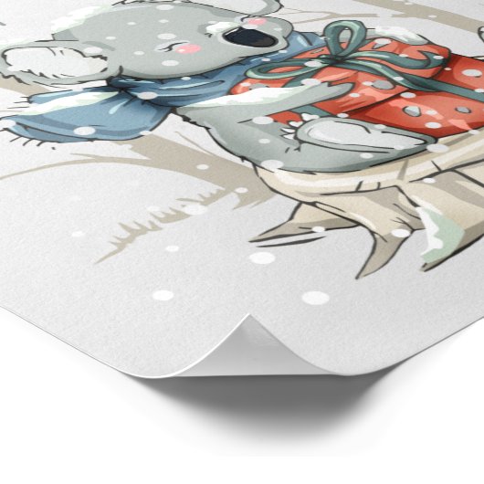 Schattige Koala Prettig Kerstfeest Poster (Hoek)