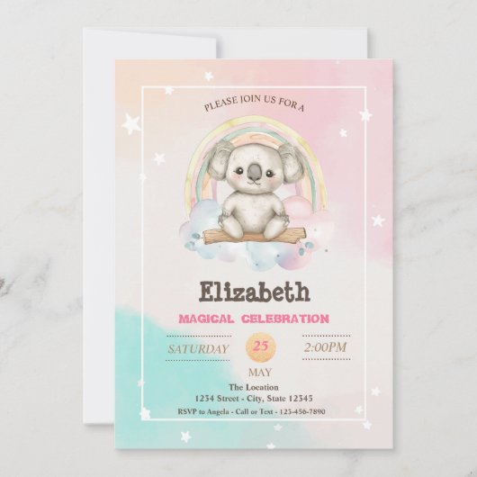 Schattige  Koala Rainbow Verjaardag Kaart (Voorkant)