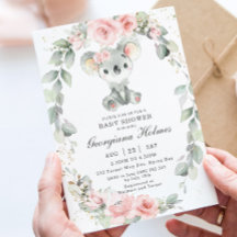 Schattige Koala Roze Bloemen Salie Groen Baby show