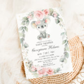 Schattige Koala Roze Bloemen Salie Groen Baby show Kaart
