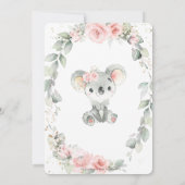 Schattige Koala Roze Bloemen Salie Groen Baby show Kaart (Achterkant)