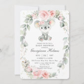 Schattige Koala Roze Bloemen Salie Groen Baby show Kaart (Voorkant)