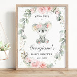 Schattige Koala Roze Bloemen Salie Groen Baby show Poster<br><div class="desc">Personaliseer dit betoverende koala welkomstbord gemakkelijk en snel. Klik gewoon op de knop verder aanpassen om de tekst te bewerken,  lettertypestijlen en lettertypekleuren te wijzigen. Met een schattige koala en een  roze bloemenkrans en salie groene krans. Overeenkomende objecten beschikbaar in de winkel. c) Somerset Fine Paperie.</div>