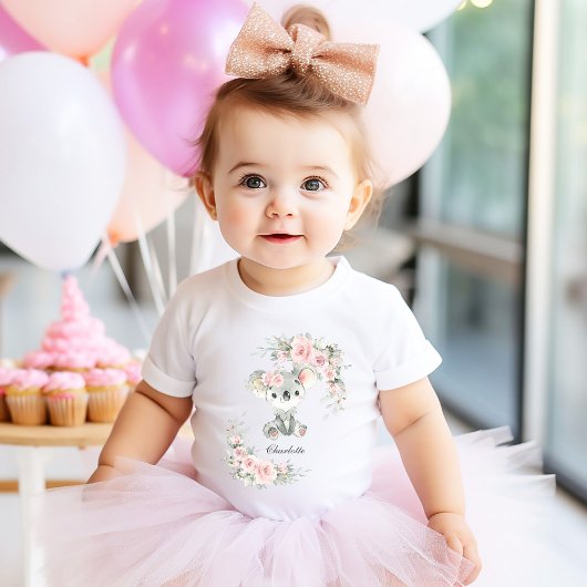 Schattige Koala Roze Bloemen Salie Groen Verjaarda