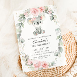Schattige Koala Roze Bloemen Salie Groen Verjaarda Kaart