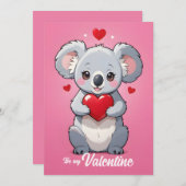 Schattige koala roze liefde valentijnsdag feestdagenkaart (Voorkant / Achterkant)