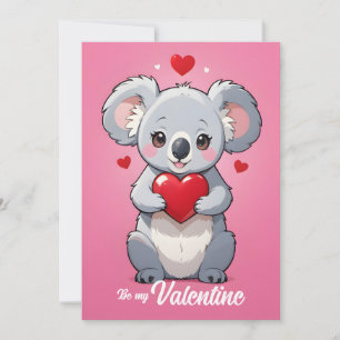 Schattige koala roze liefde valentijnsdag feestdagenkaart