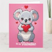 Schattige koala roze liefde valentijnsdag kaart (Voorkant)