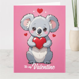 Schattige koala roze liefde valentijnsdag kaart