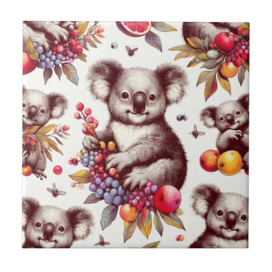 Schattige Koala Schilderen Naadloos Tegeltje (Voorkant)