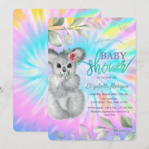 Schattige Koala Tie Dye Baby Shower Kaart