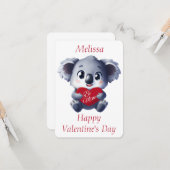 Schattige Koala Valentijnkaart Kaart (Voorkant / Achterkant in situ)