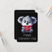 Schattige Koala Valentijnskaart Kaart (Voorkant / Achterkant in situ)