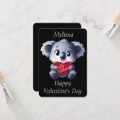 Schattige Koala Valentijnskaart Kaart (Voorkant / Achterkant in situ)