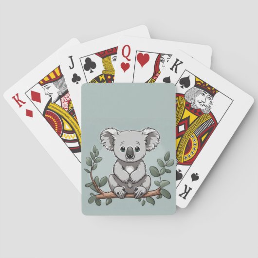 Schattige koalabeer op turquoise pokerkaarten (Achterkant)