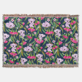 Schattige Koala's Bleek Lila op Roze Eucalyptus Bl Deken