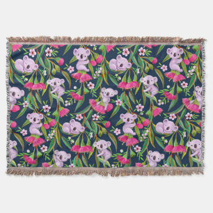 Schattige Koala's Bleek Lila op Roze Eucalyptus Bl Deken