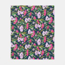 Schattige Koala's Bleek Lila op Roze Eucalyptus Bl Fleece Deken