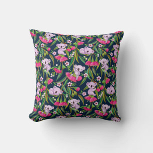 Schattige Koala's Bleek Lila op Roze Eucalyptus Bl Kussen