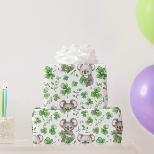 Schattige Koalas Groen Pet Shamrock St. Patrick's Cadeaupapier (Feestgeschenken)