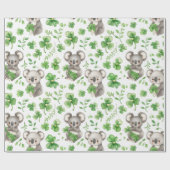 Schattige Koalas Groen Pet Shamrock St. Patrick's Cadeaupapier (Vlak)
