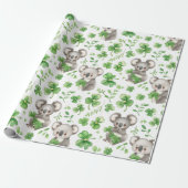 Schattige Koalas Groen Pet Shamrock St. Patrick's Cadeaupapier (Uitgerold)