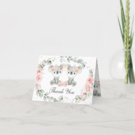 Schattige Koala's Roze Floral Twin Meisjes Baby sh Bedankkaart