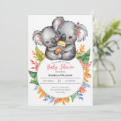 Schattige Koalas Wildflower Baby shower Kaart (Staand voorkant)