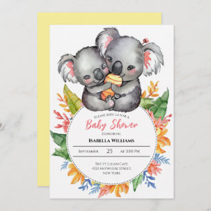Schattige Koalas Wildflower Baby shower Kaart