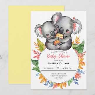 Schattige Koalas Wildflower Baby shower Kaart