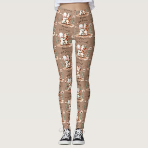 Schattige Koe Beste Vrienden Knuffelen Bloemrijke Leggings