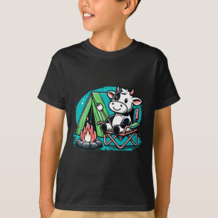 Schattige Koe Bij Het Kampvuur Grappige S'more Kam T-shirt