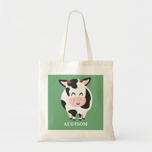 Schattige Koe Boerderij Dierlijke Rustieke Geperso Tote Bag (Voorkant)