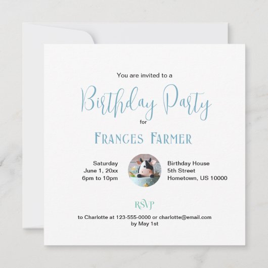 SCHATTIGE KOE CAKE VERJAARDAG KAART (Achterkant)