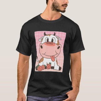 Schattige Koe die Aardbeien Eet T-shirt