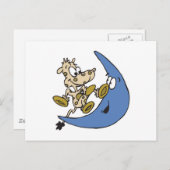 schattige koe die over de maan springt briefkaart (Voorkant / Achterkant)