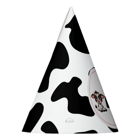 schattige Koe één Eerste Verjaardag Feesthoedjes (Links)