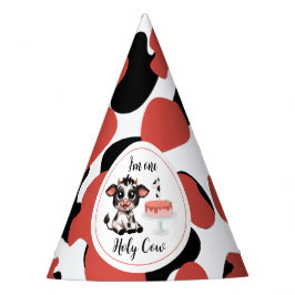 schattige Koe één Eerste Verjaardag Feesthoedjes