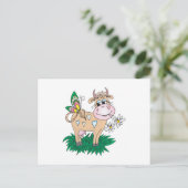 schattige koe en vlinder briefkaart (Staand voorkant)